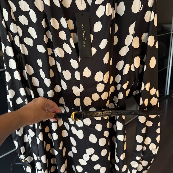 Donna Karan POLKA DOT A LINE MIDI DRESS - Picture 2 of 6